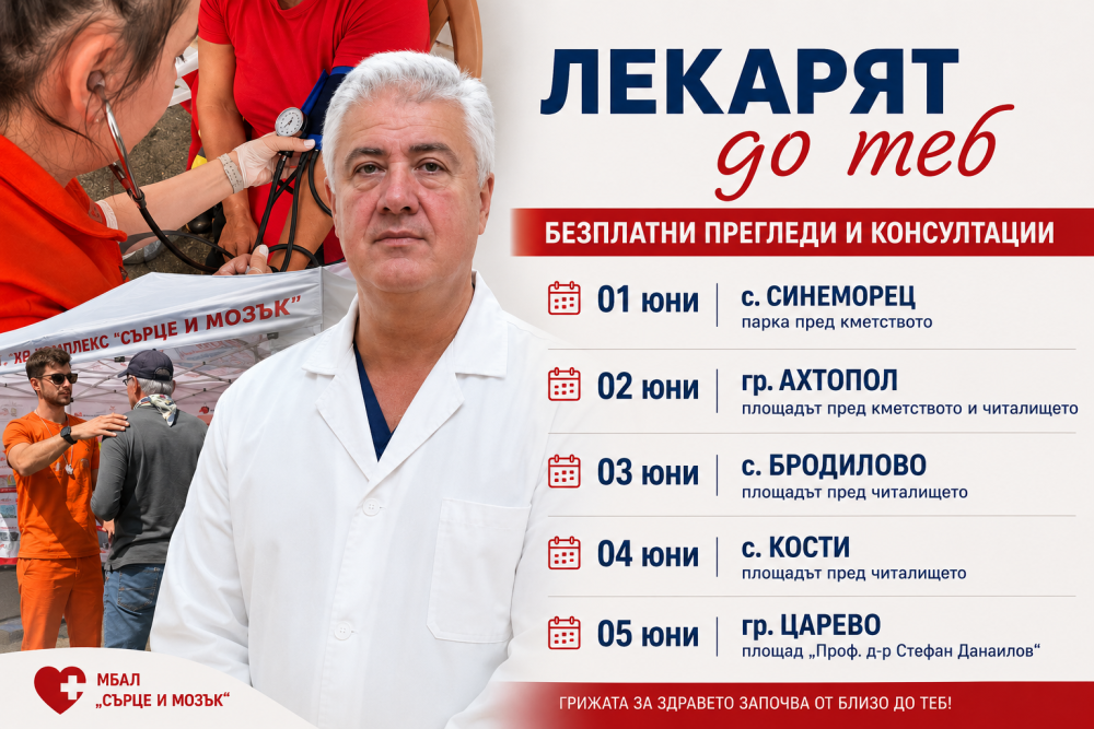 Утвърдени лекари ще правят безплатни консултации в Царево и региона